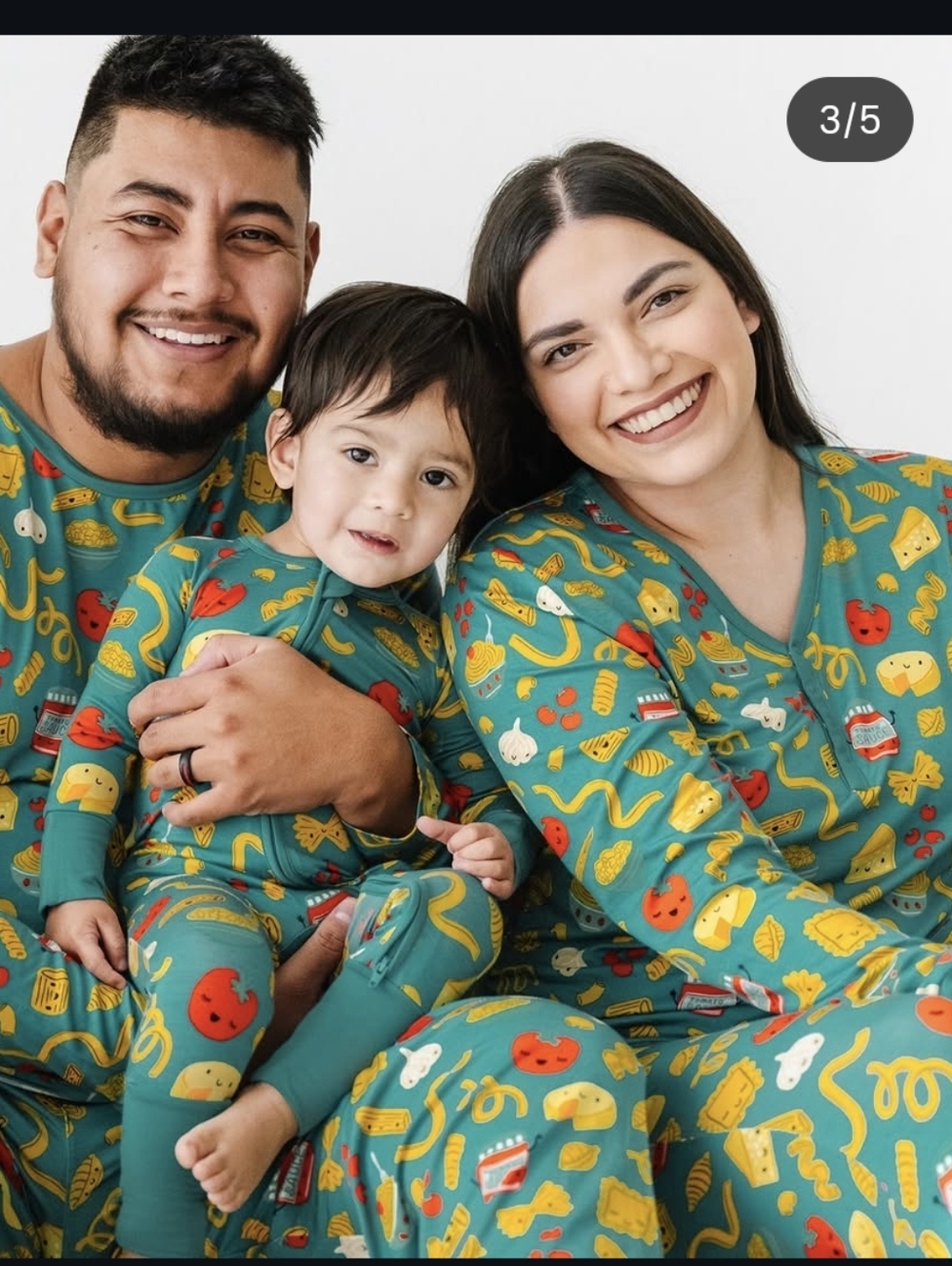 Little Sleepies Teal Pasta Party Mom Long Sleeve Top